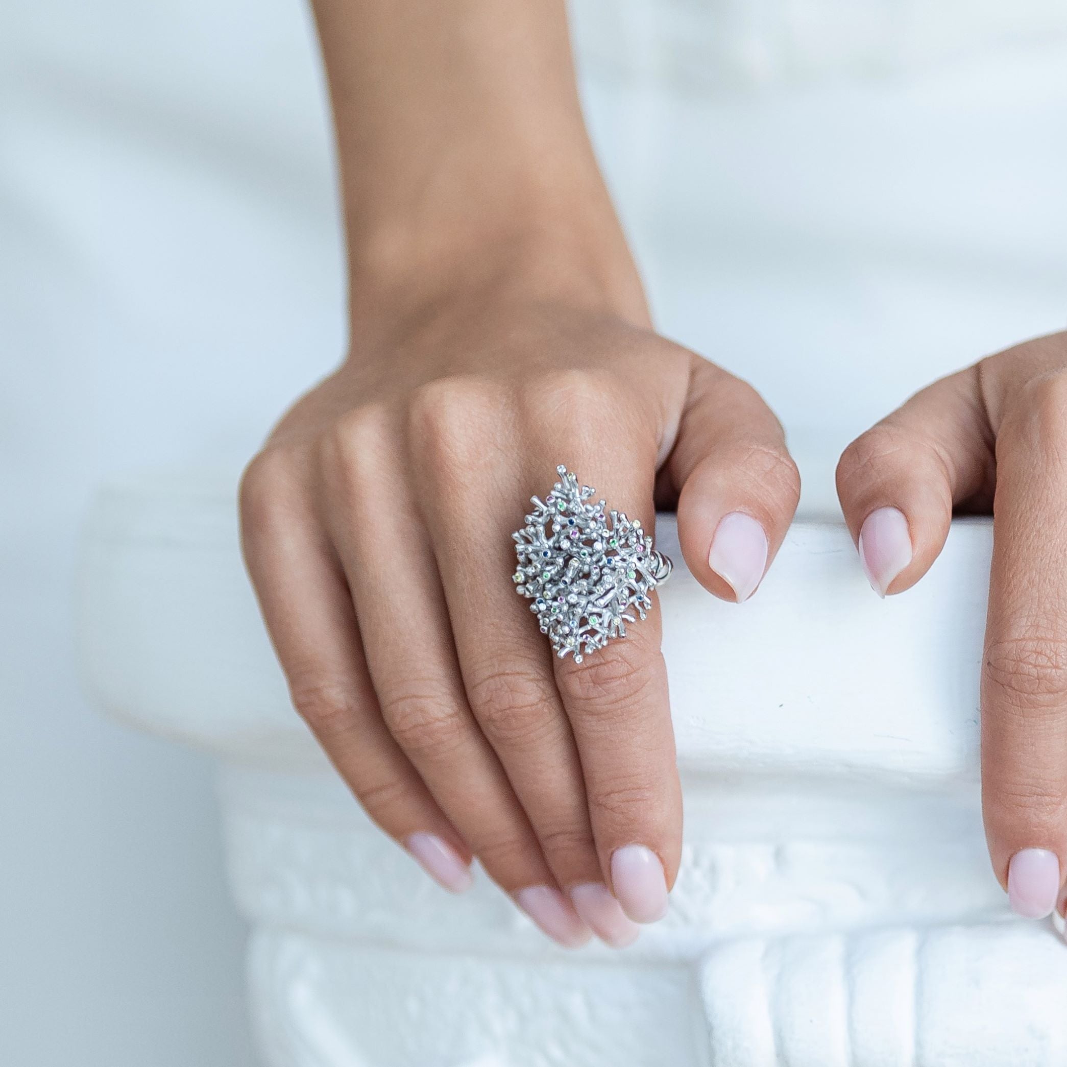 Coral Ring - White Gold